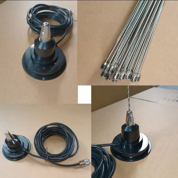 Antena móvil VHF 5/8 con base magnética, cable RG58 y PL259 - Imagen 2